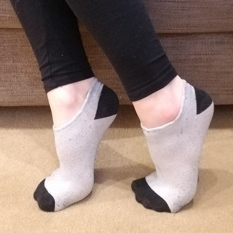 Worn Black and White Ankle Socks