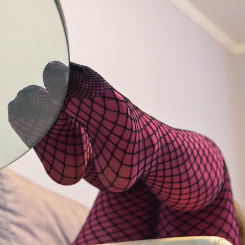 Nylon Legs in Pink Fishnet Tights