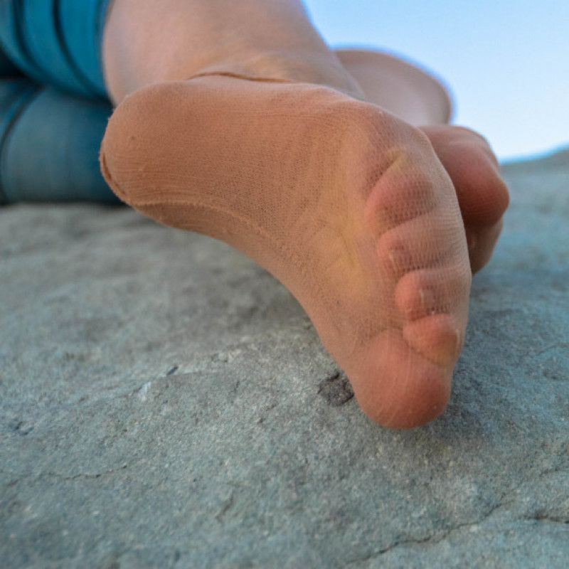 Exciting soles in everyday nylon socks