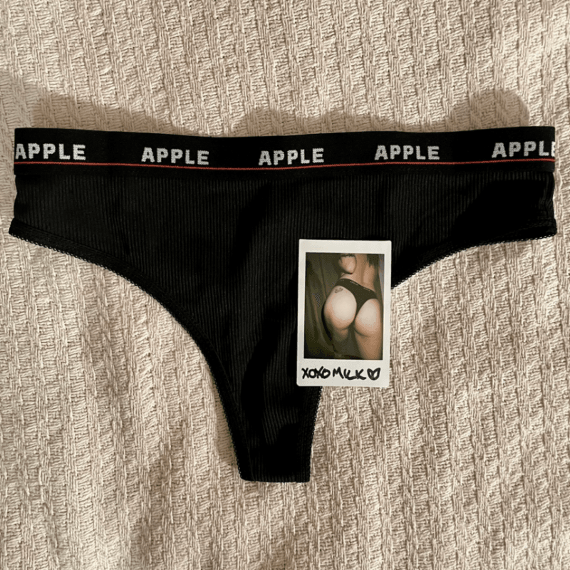 Ribbed Knit Thong with Polaroid