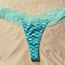 Blue Mermaid Print Lacey Thong