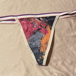 Abstract Rainbow Mesh Print Thong