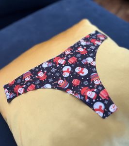 Black snowmen and Santa Christmas gift panties with bonus