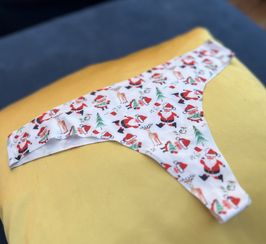 White Santa and reindeer Christmas panties