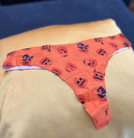 Orange jack-o’-lantern Halloween panties with bonus!