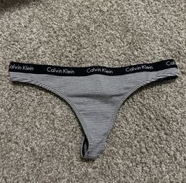 Black and White Stripped CK Thong