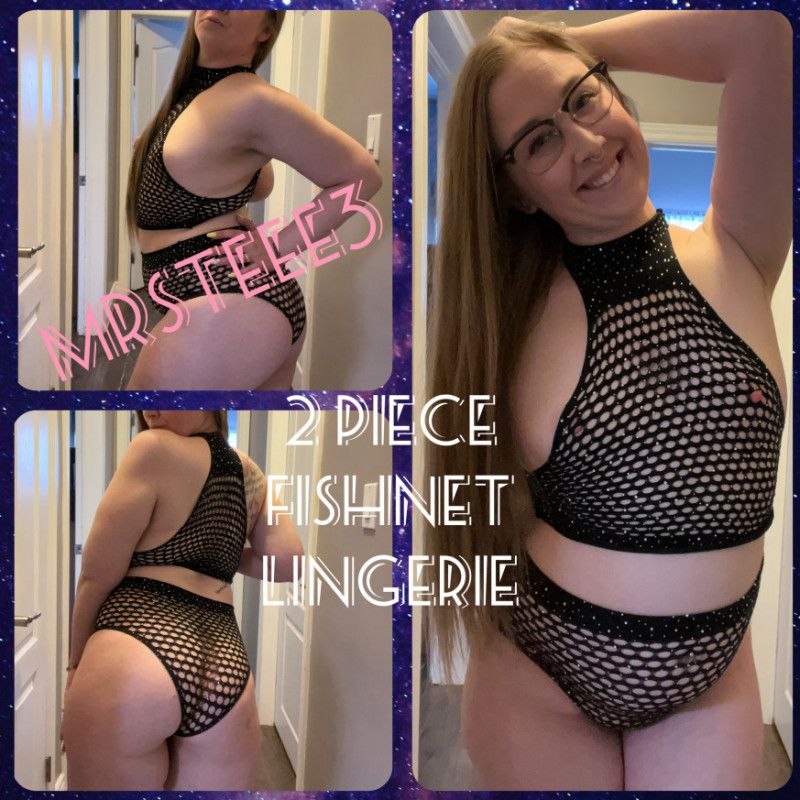 2 Piece Black Fishnet Set