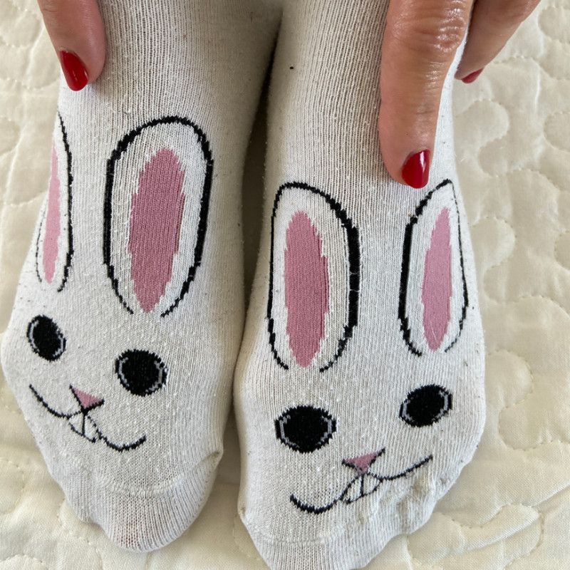 White bunny socks