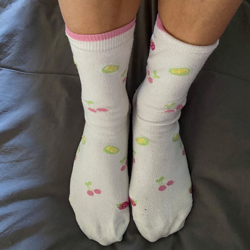 White fruit cotton socks