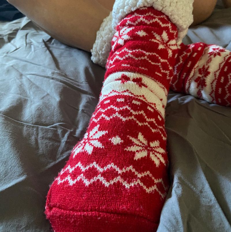 Red and white Christmas socks