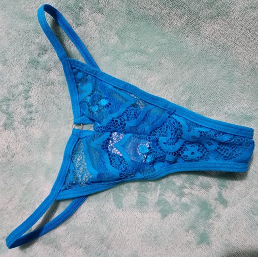 Worn Blue Lace Thong