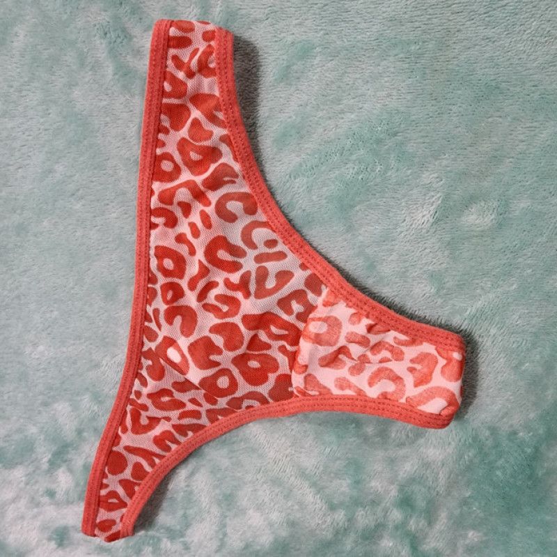 Orange Leopard Mesh Thong