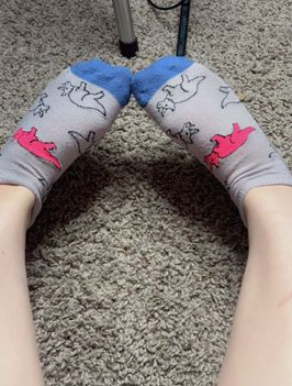 WORN neon dino target ankle socks