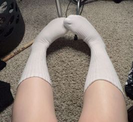 WORN white mid calf socks