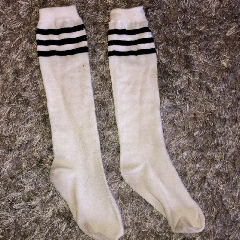 White Striped Knee High Socks