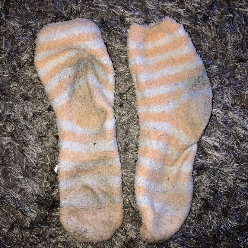 Orange Striped Fuzzy Socks