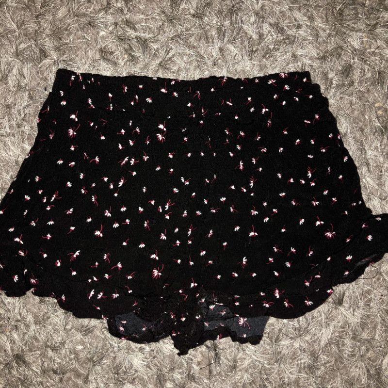 Black Ruffle Mini Shorts