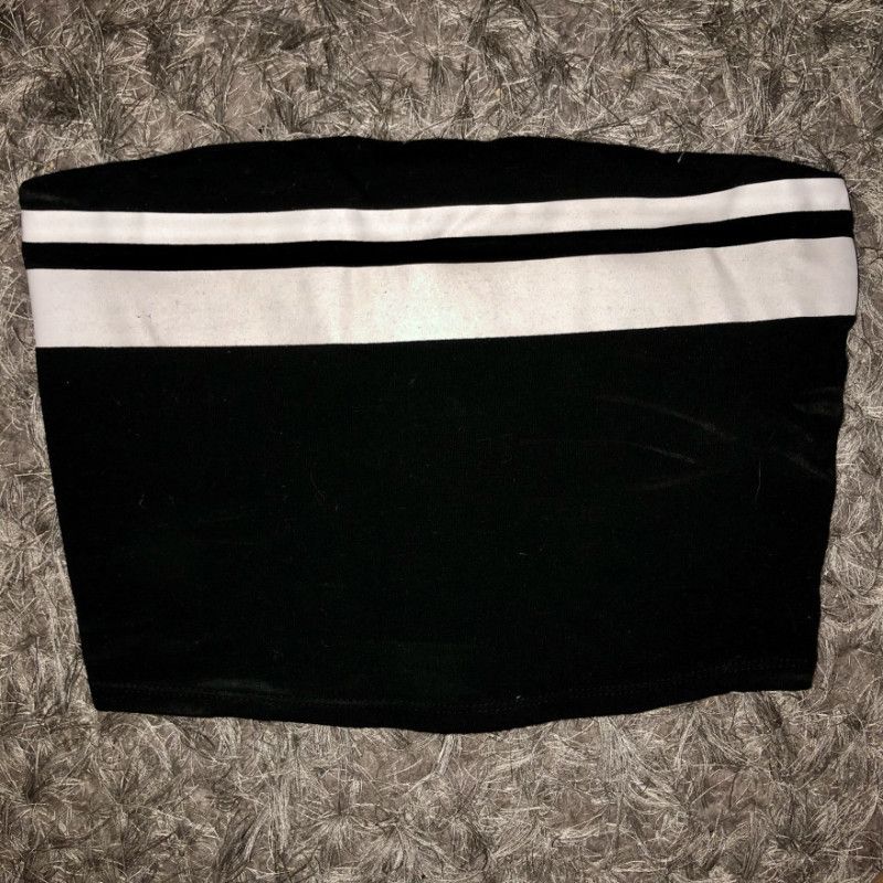 Black Striped Crop Tube Top