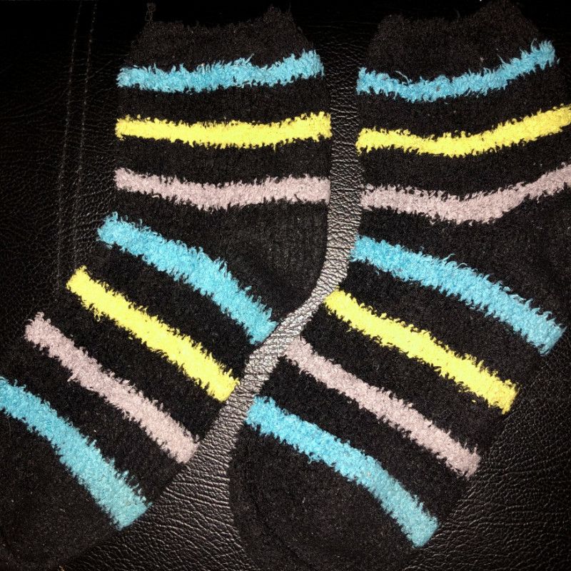 Black Striped Fuzzy Socks