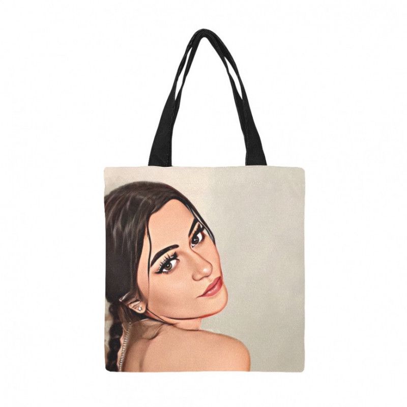 Cartoon Print Canvas Tote Bag