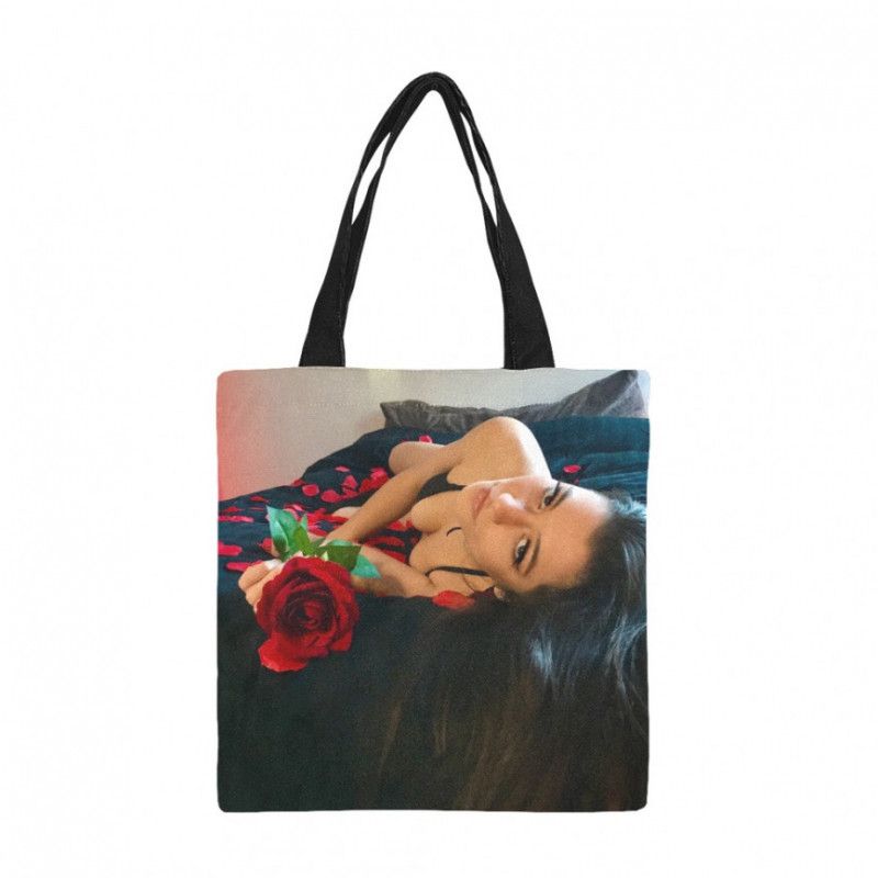 Rose Print Canvas Tote Bag