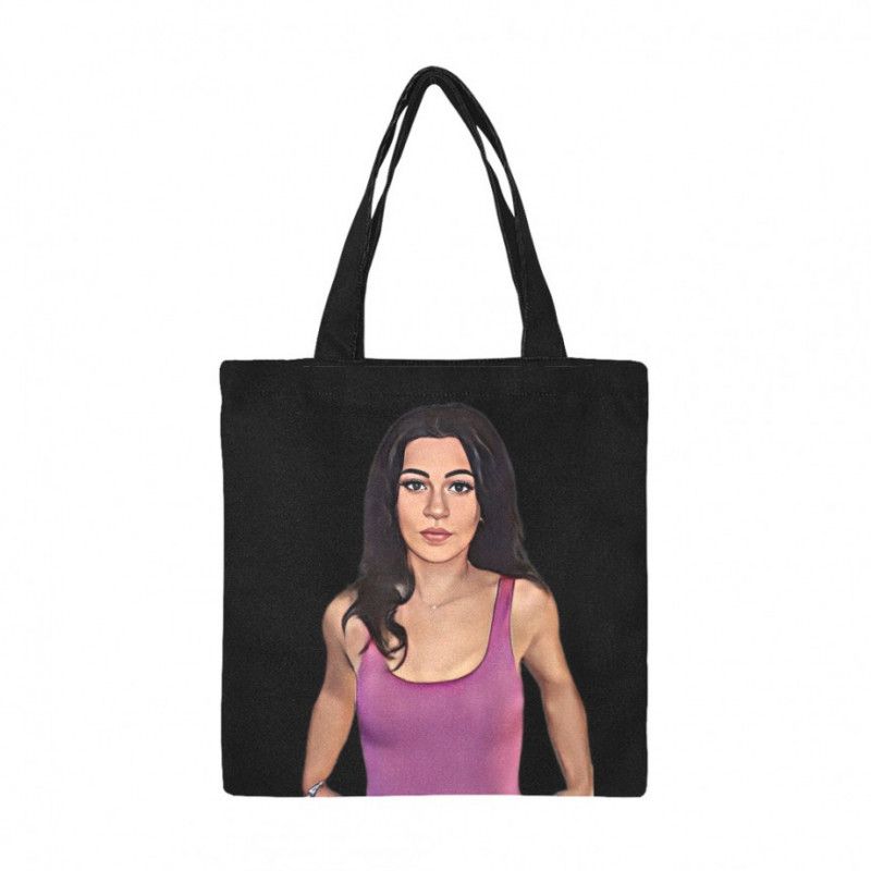 Cartoon Print Canvas Tote Bag