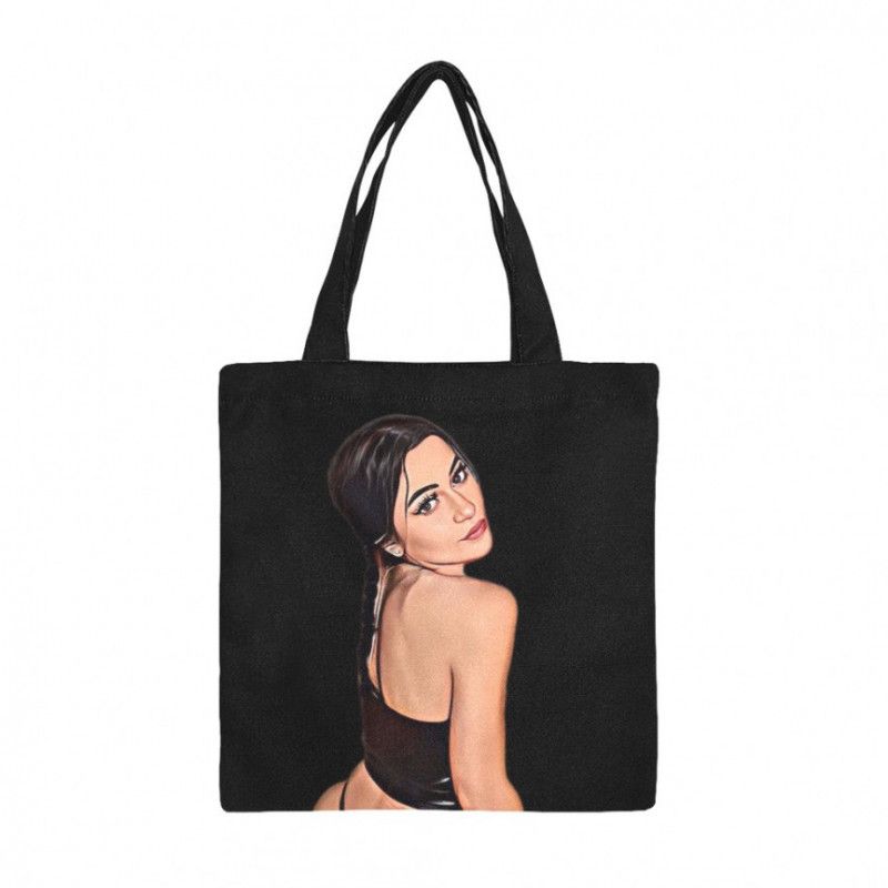 Cartoon Print Canvas Tote Bag