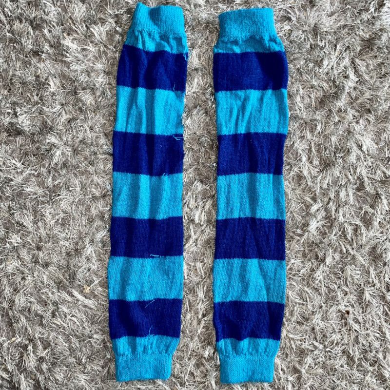 Blue Knit Leg Warmers