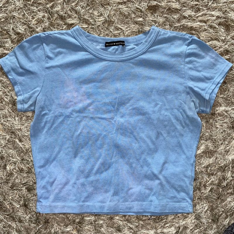 Blue Cropped Stained Tee