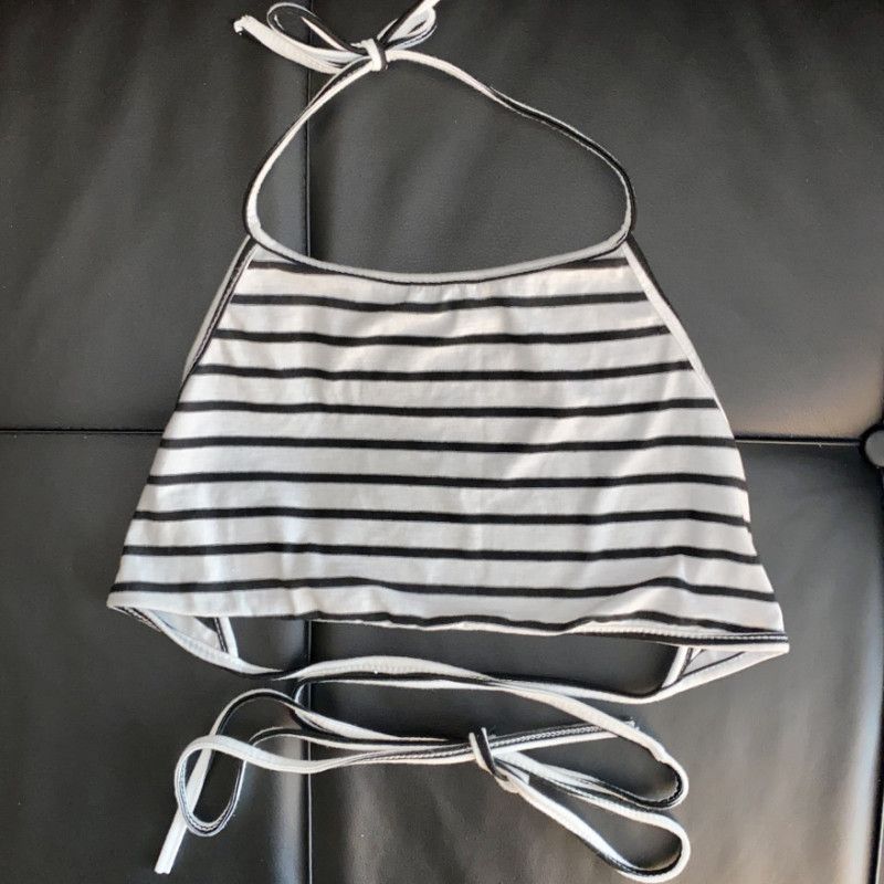 Striped Bikini Cover Up Top