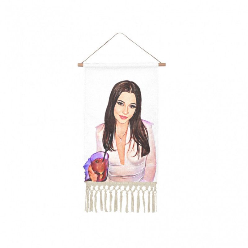 Cartoon Print Linen Wall Hanging