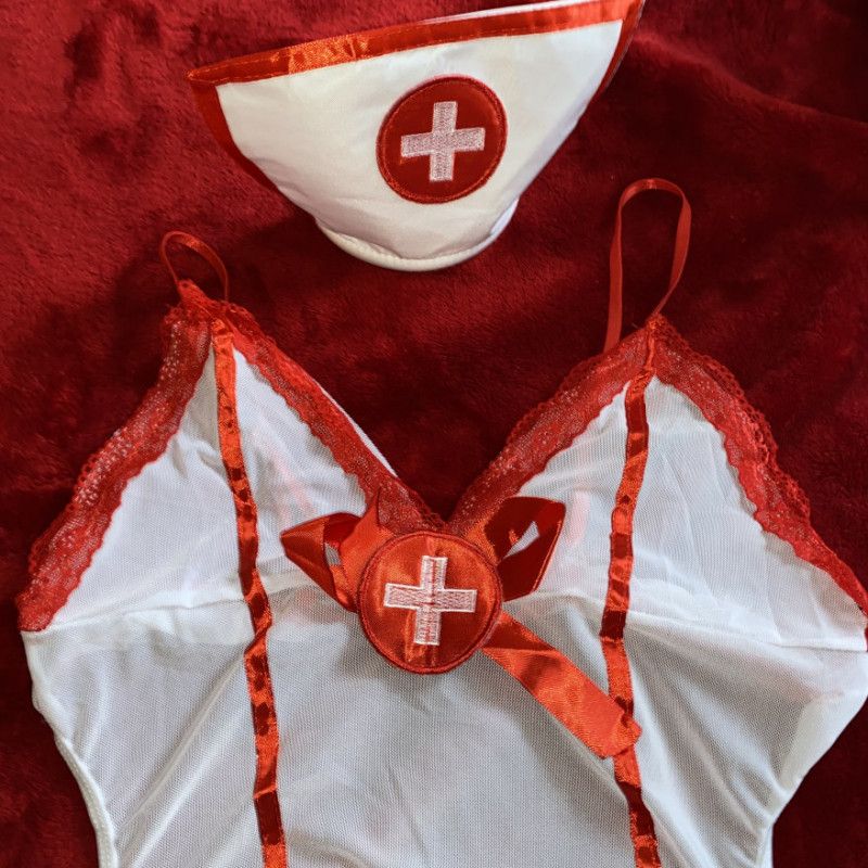 Sexy Nurse Mesh Dress Costume