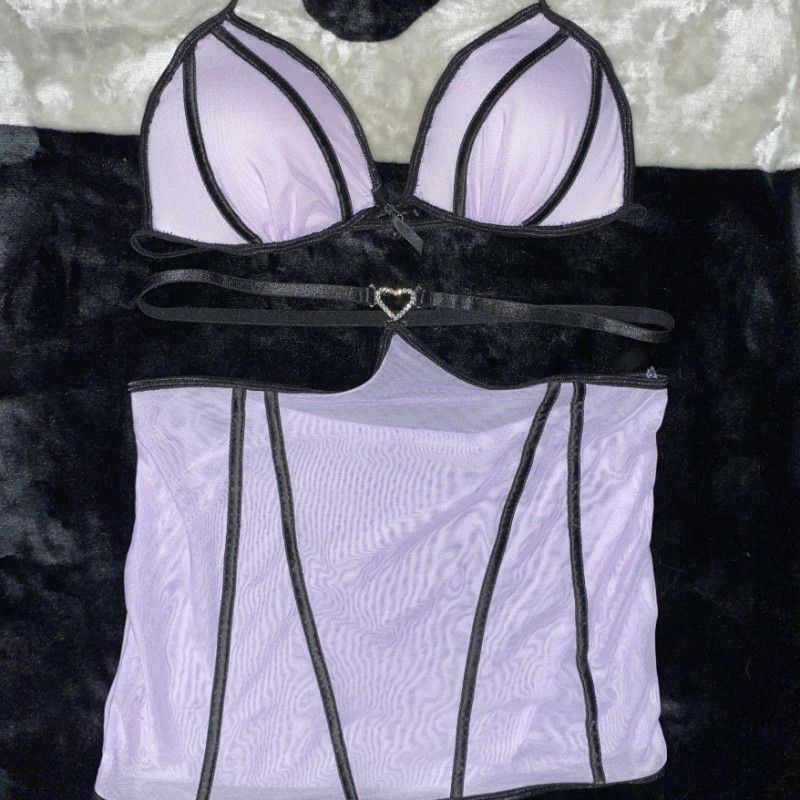 Lavender Mesh Lingerie Set