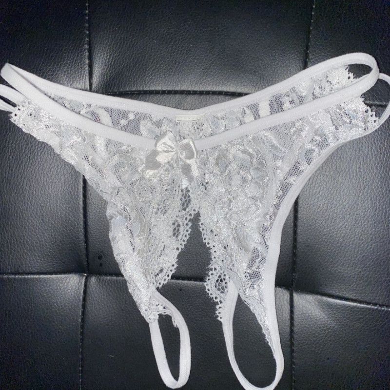 White Lace Crotchless Panties