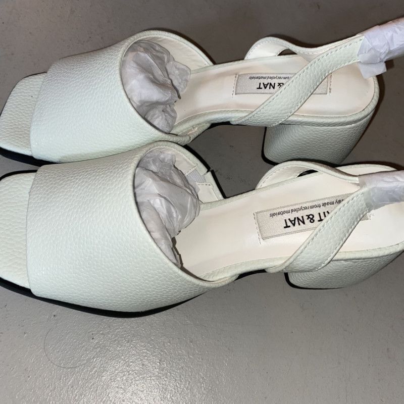 White Block Heeled Sandals