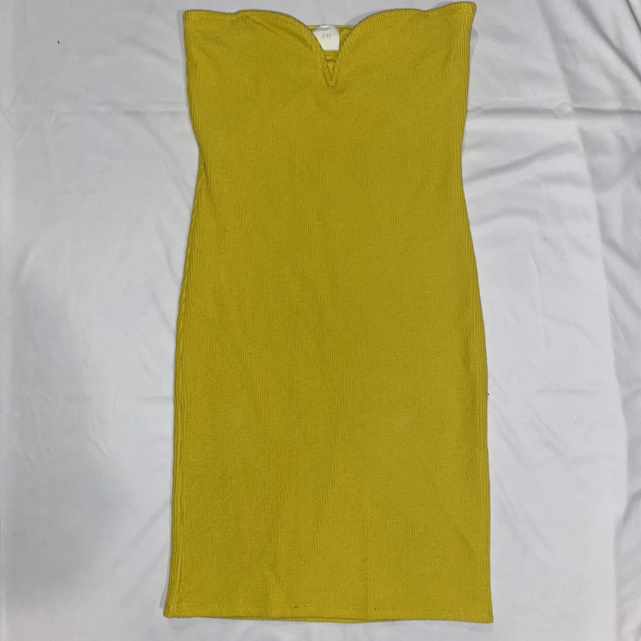 Yellow Strapless Tight Mini Dress