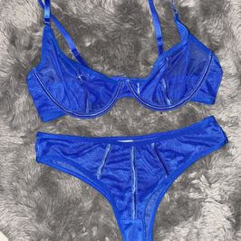 Royal Blue Mesh Lingerie Set