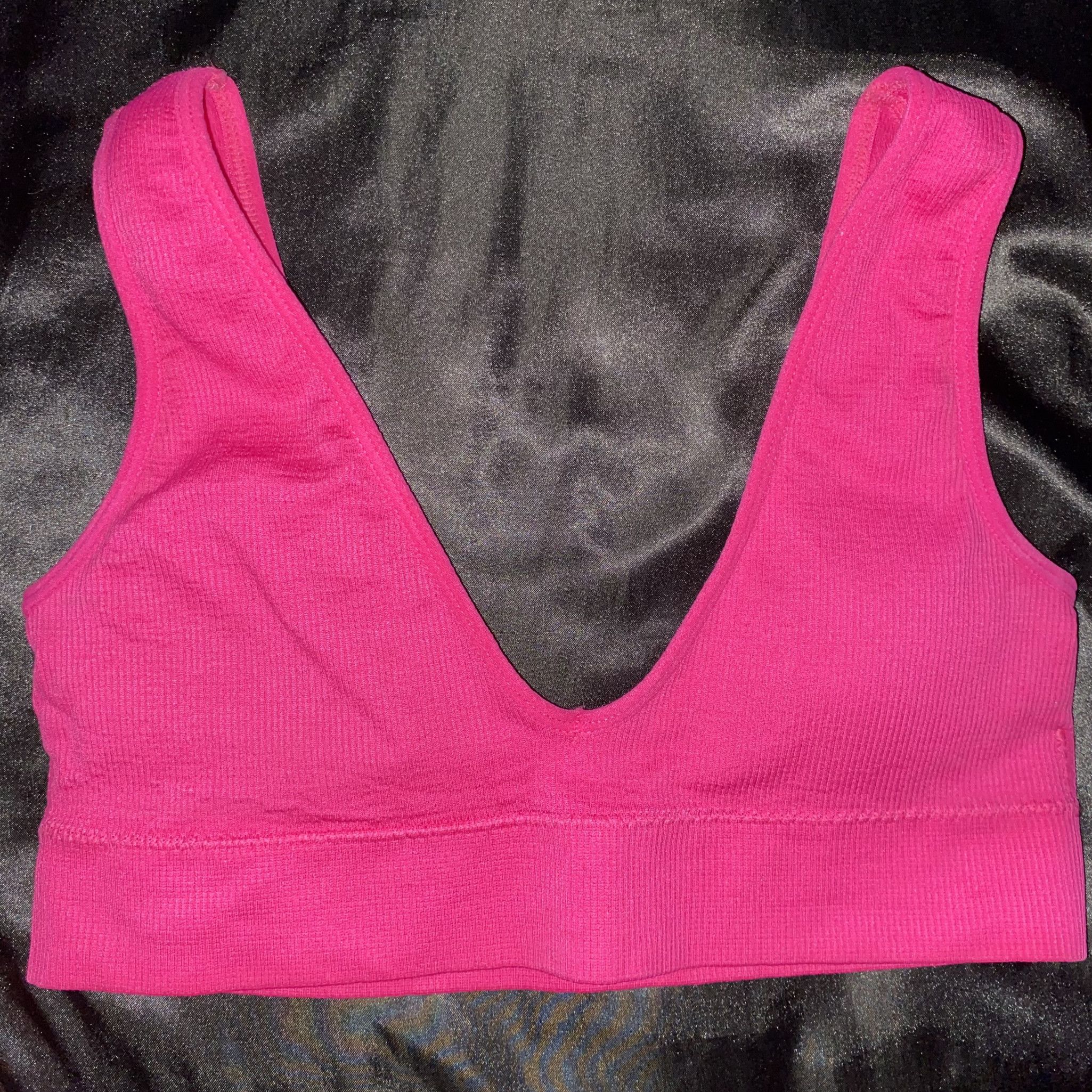 Hot Pink Ribbed Sports Bra