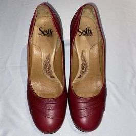 Deep Red Leather Heels