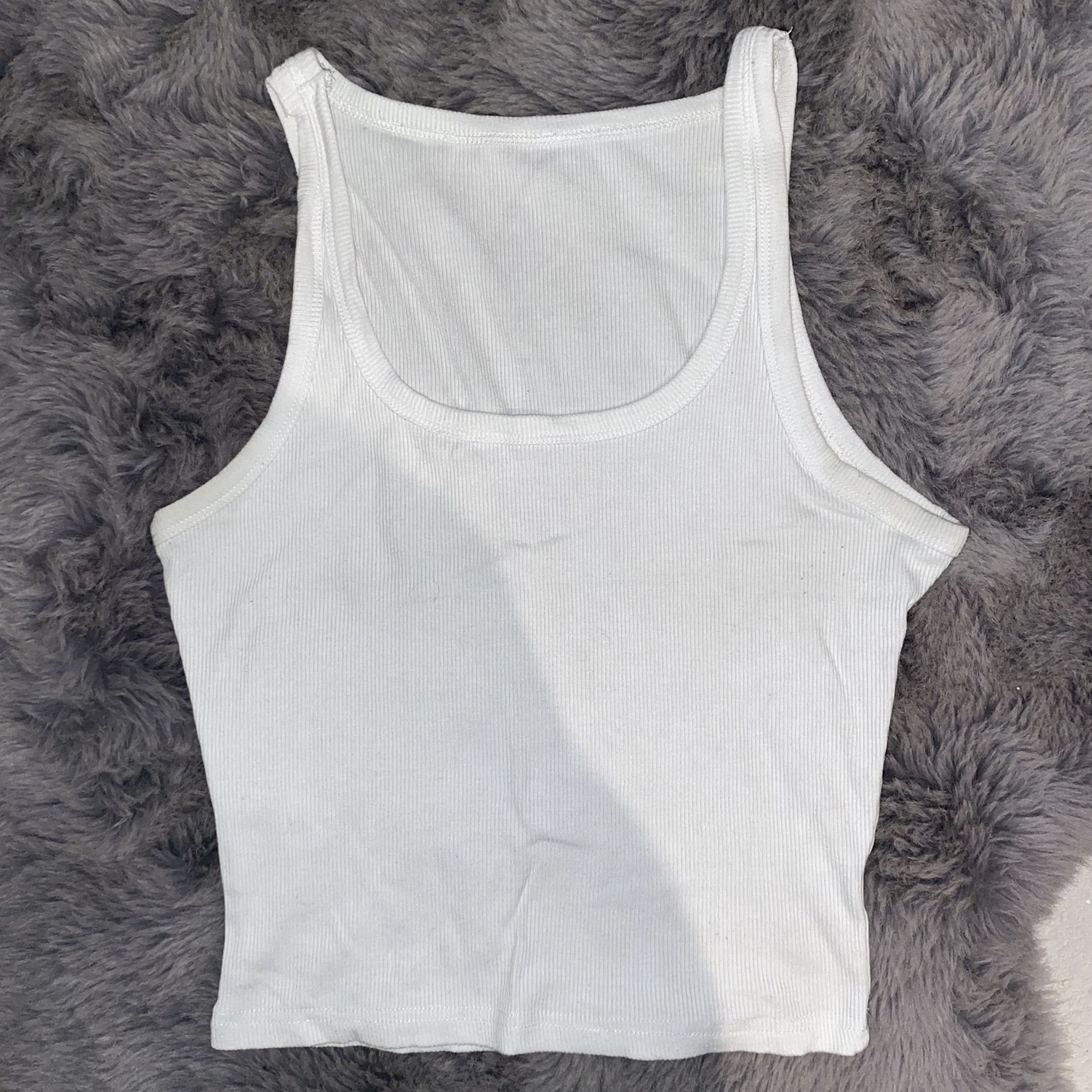 Dirty Worn White Ribbed Tank Top