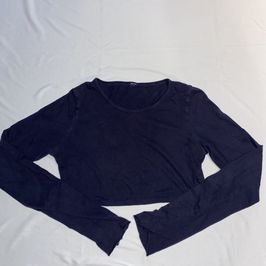 Navy Cropped Long Sleeve Tee