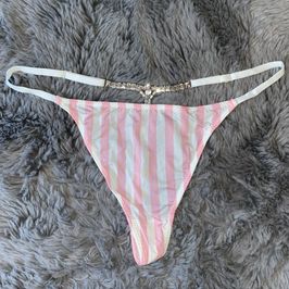 Sexy Pink Stripes Rhinestone Gstring Panties