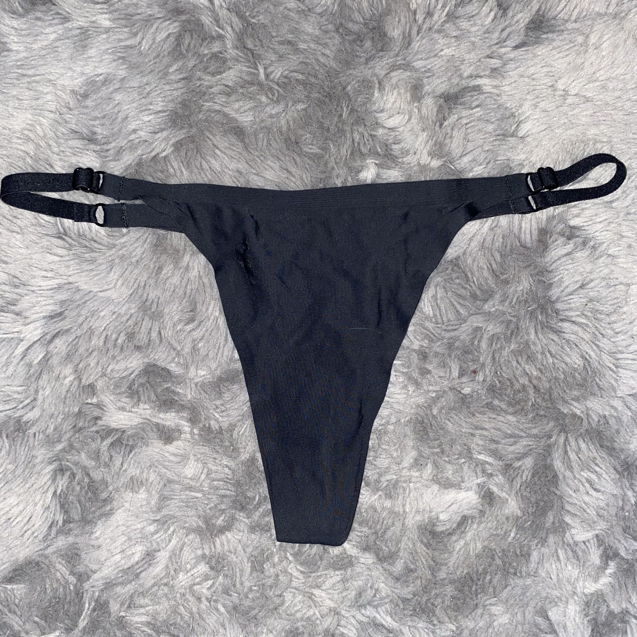 Black Stretchy Workout Thong Panties