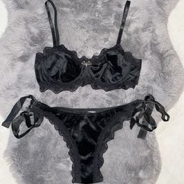 Black Velvet Goth Halloween Lingerie Set