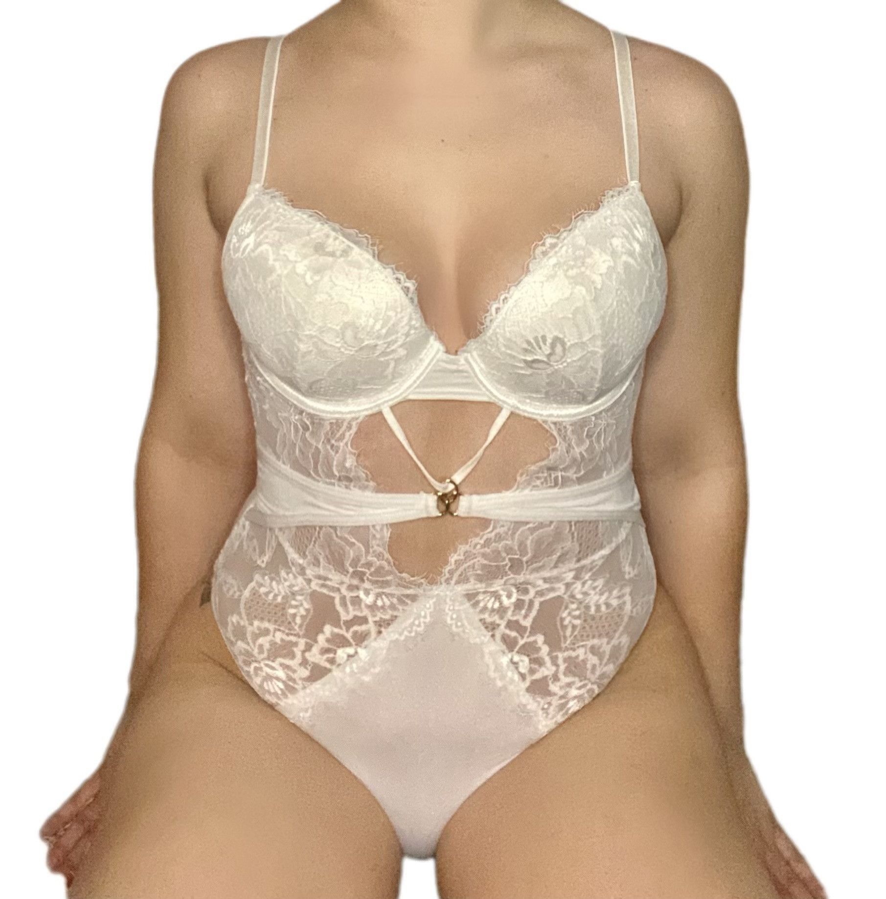 White Lace Thong Lingerie Bodysuit