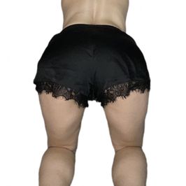 Black Satin Lace Mini Shorts