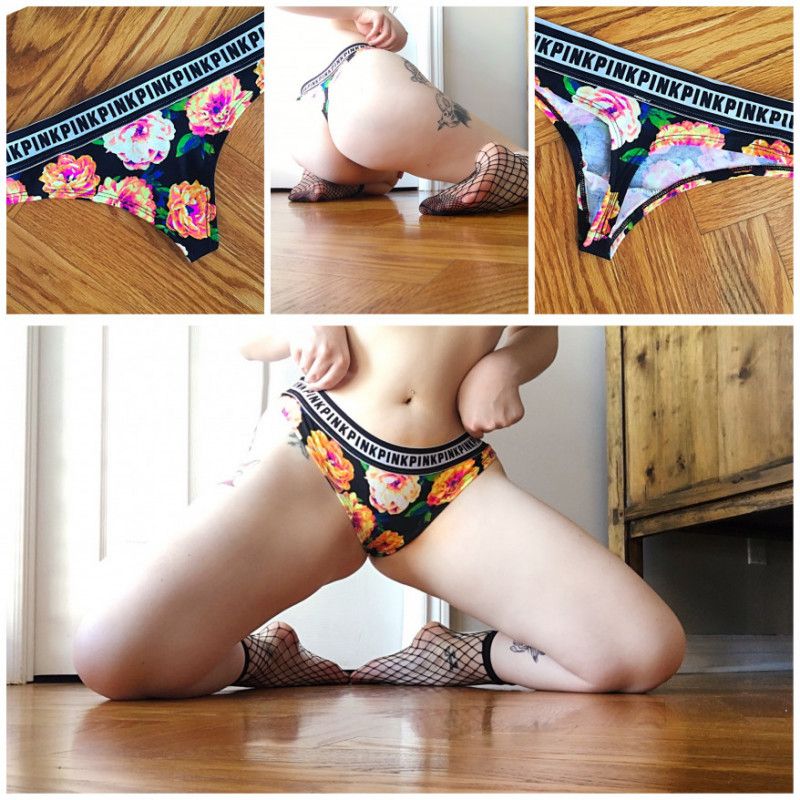 black floral thong