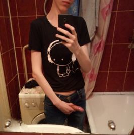 Skinny teen jerks off in the bathroom an