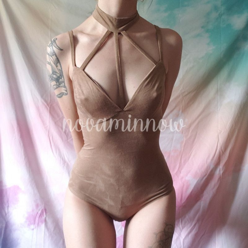 Brown Suede Bodysuit