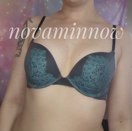 grey and teal bra